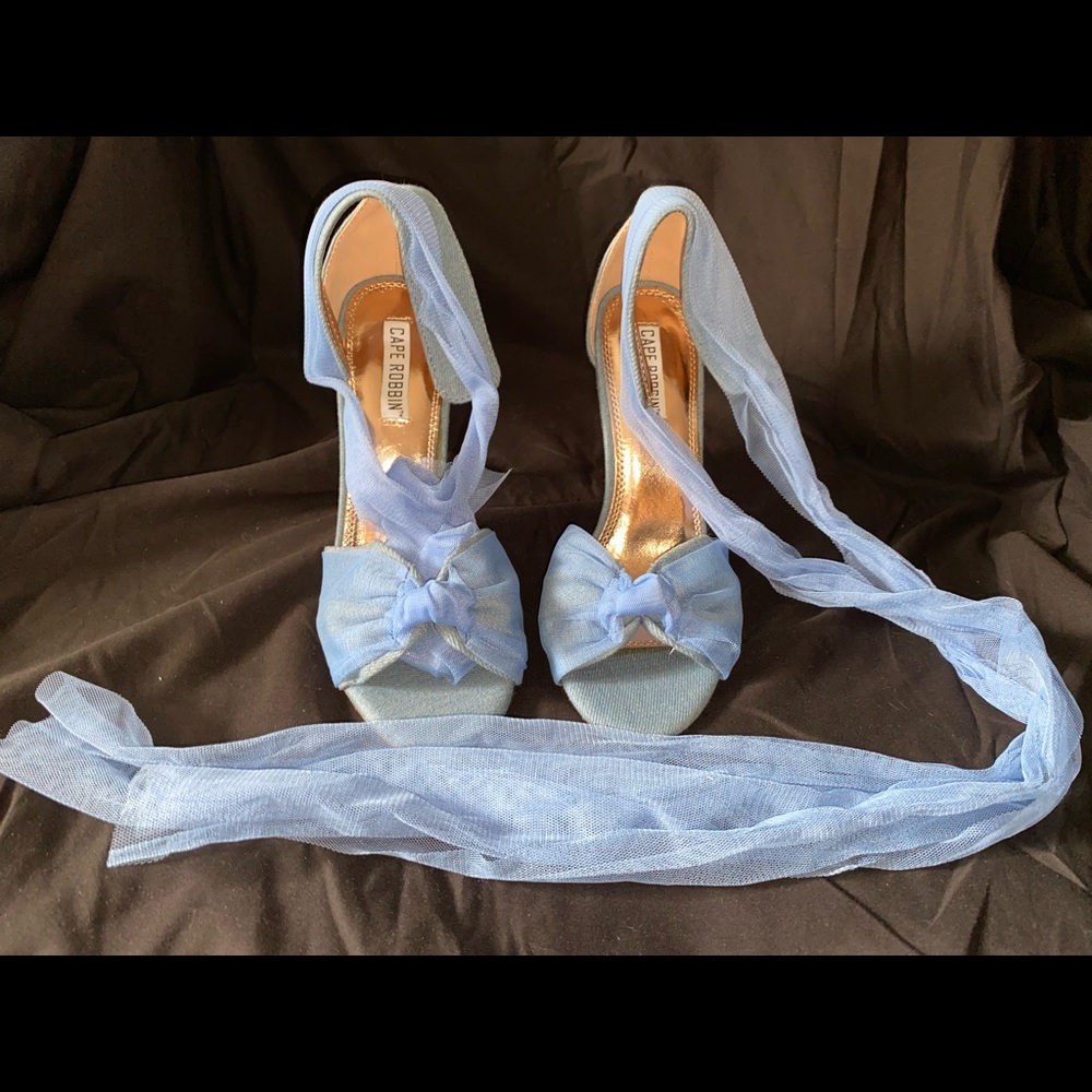 Baby Blue Heels with Ribbons